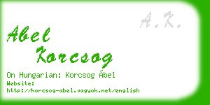 abel korcsog business card